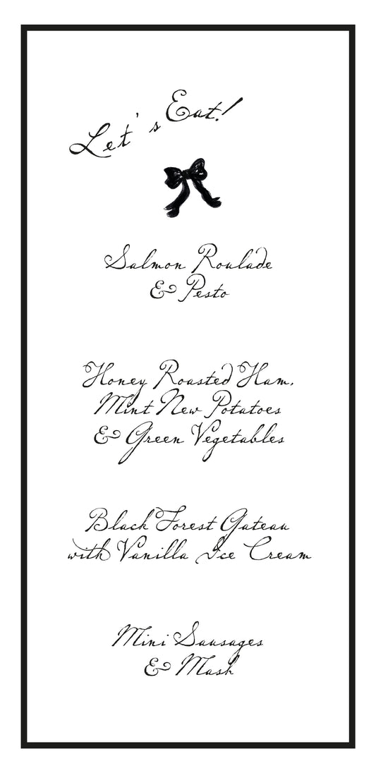 The Let's Eat! Bow Wedding Menu