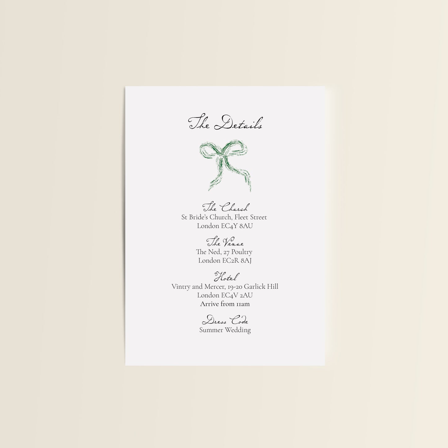 Elegant Bow Wedding Stationery Set