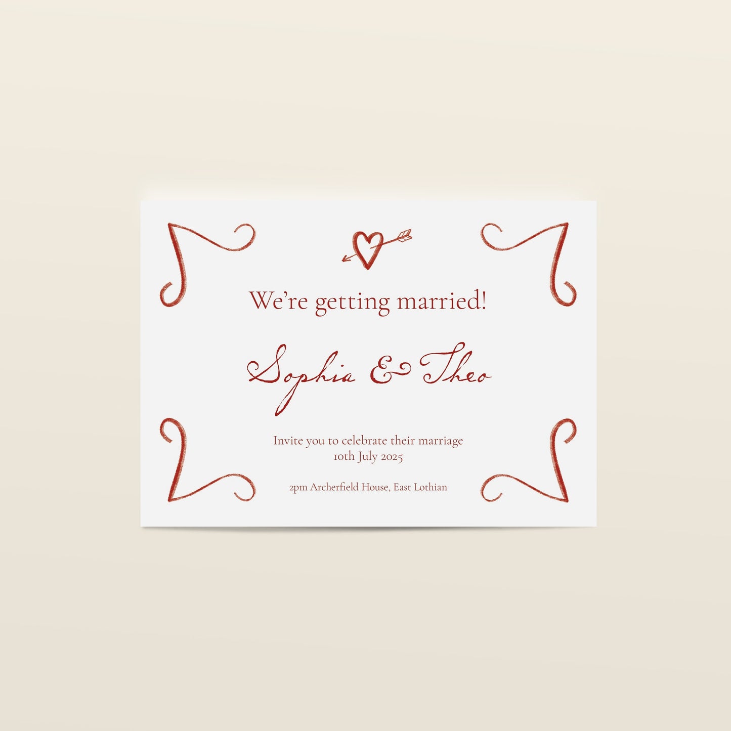 Lovestruck Wedding Stationery Set in Red