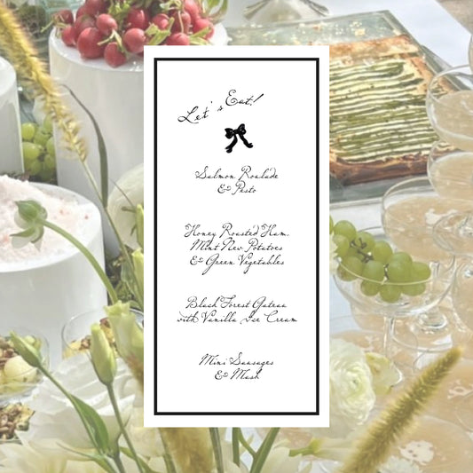 The Let's Eat! Bow Wedding Menu